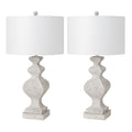 Cyrus - Farmhouse Polyresin Table Lamp With USB (Set of 2) - Distressed White by Lux Lighting, view 1