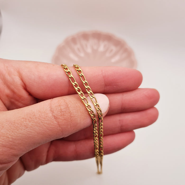 Dainty 18K gold-plated chain necklace by Forge and Lumber, adjustable, tarnish-free, waterproof, 40cm long.