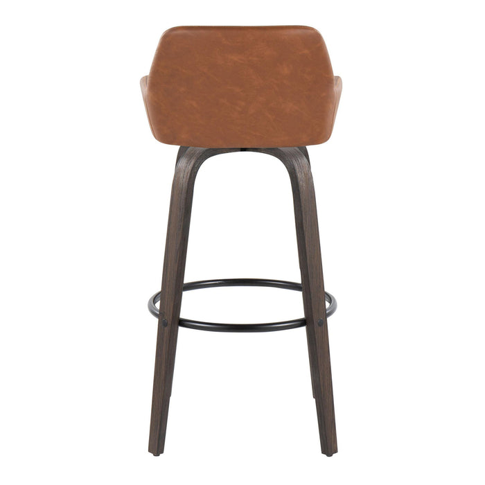Daniella - Contemporary Fixed Height, Barstool With Swivel With Round Footrest (Set of 2)