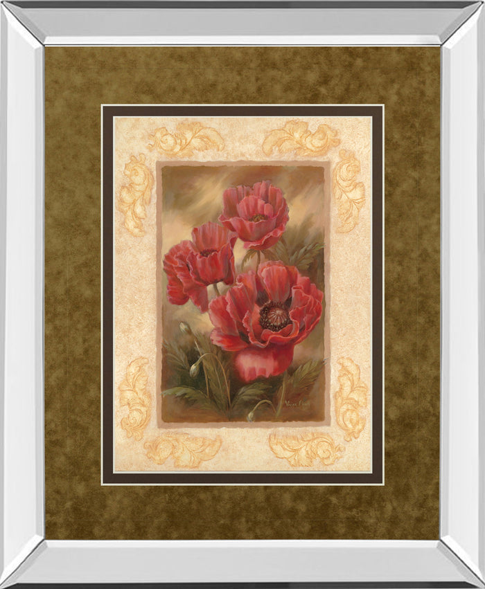 Daphne's Poppies By Vivian Flasch - Mirror Framed Print Wall Art - Light Brown