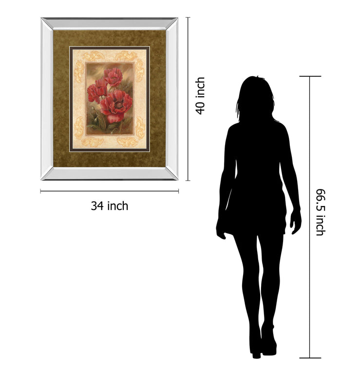 Daphne's Poppies By Vivian Flasch - Mirror Framed Print Wall Art - Light Brown