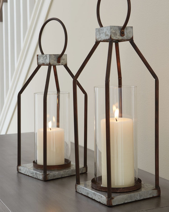 Diedrick - Indoor/Outdoor Lantern Set (Set of 2) - Gray / Black
