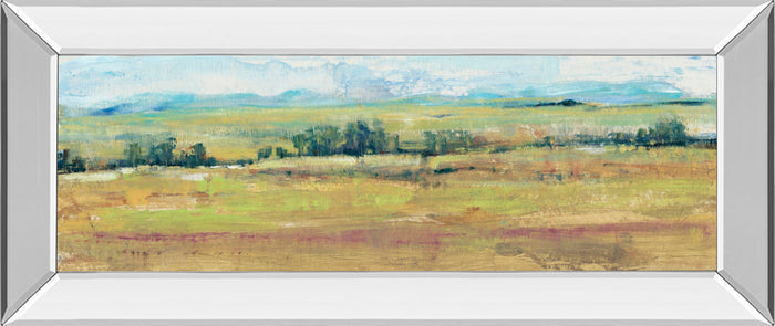 Distant Treeline Panel II By Tim Otoole - Mirror Framed Print Wall Art - Light Brown