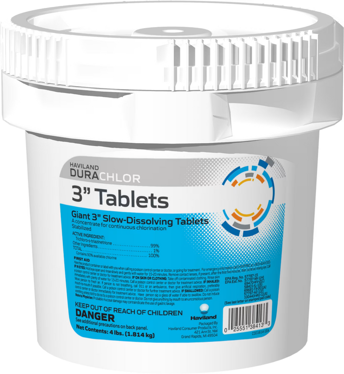DURACHLOR 3" STABILIZED CHLORINE TABS 4LBS C002351-CS77C1