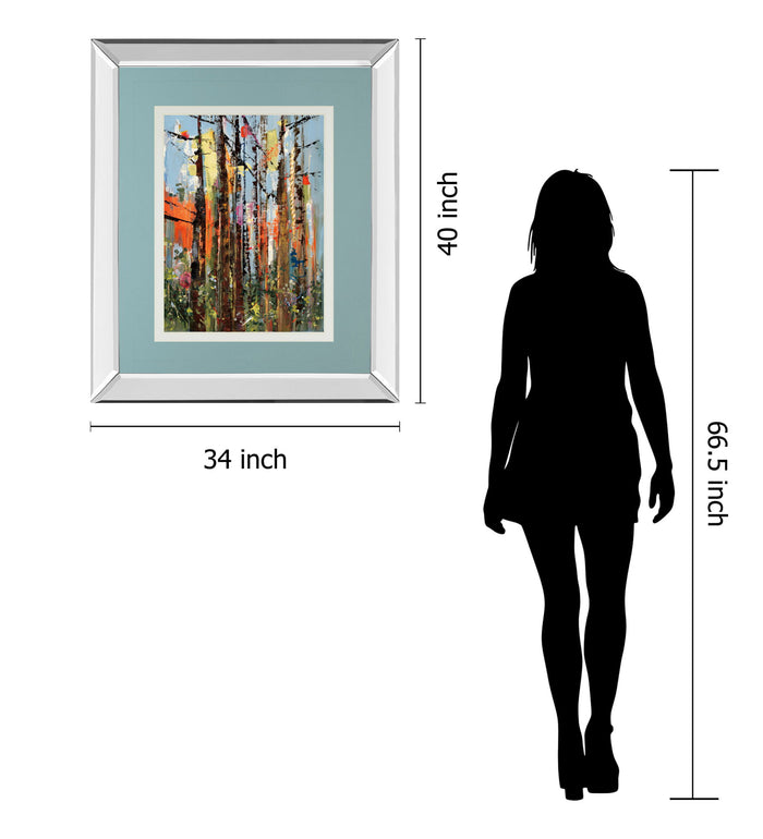 Eclectic Forest By Rebecca Meyers - Mirror Framed Print Wall Art - Light Blue