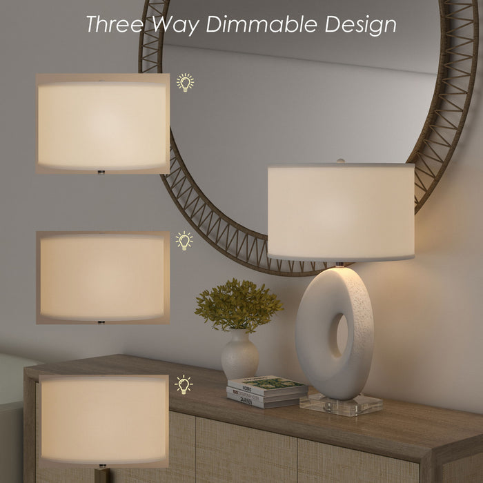 Eva - Resin Table Lamp With Organic Shape And White - White