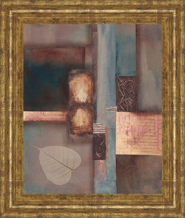 Fall I With Leaf By Laurie Fields - Framed Print Wall Art - Light Brown