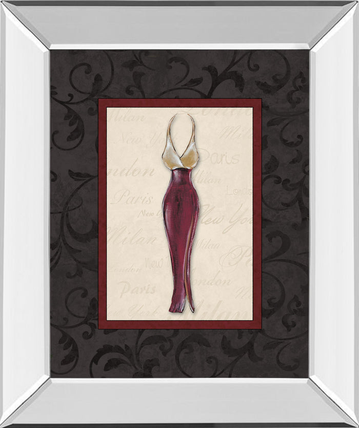 Fashion Dress Il By Susan Osbourne Mirror Framed Print Wall Art - Dark Gray