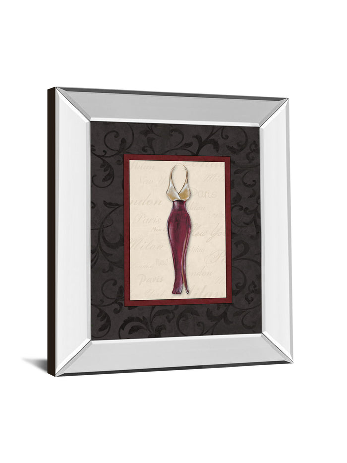 Fashion Dress Il By Susan Osbourne Mirror Framed Print Wall Art - Dark Gray