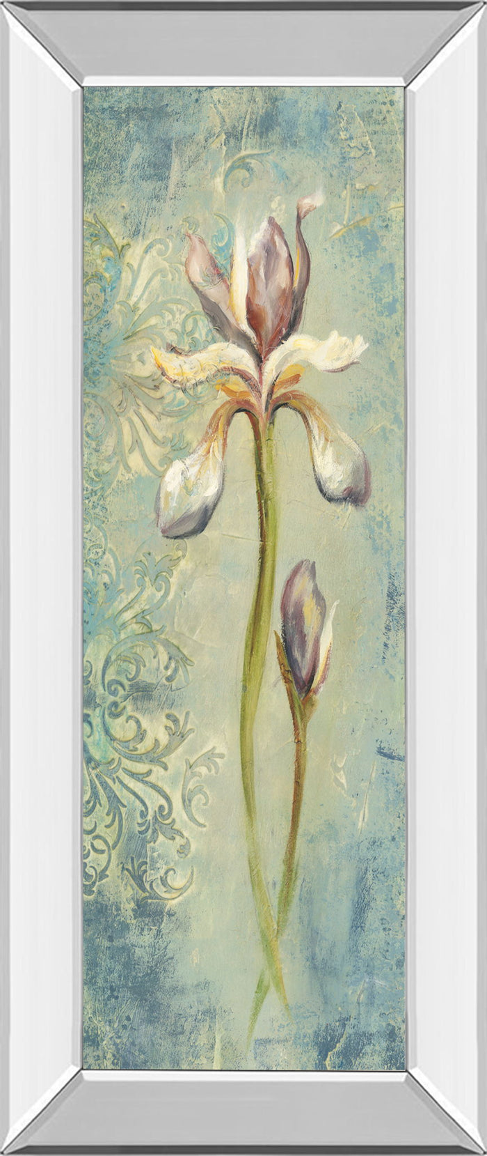 Floral Xi By Lee Hazel - Mirror Framed Print Wall Art - Light Blue