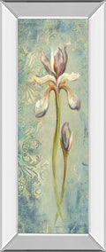 Floral Xi By Lee Hazel - Mirror Framed Print Wall Art - Light Blue