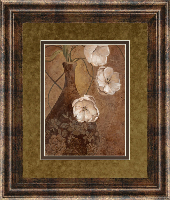 Flores En Umber I By Nan - Framed Print Wall Art - Light Brown