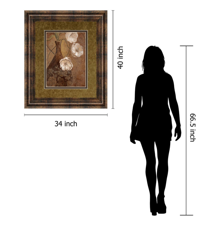 Flores En Umber I By Nan - Framed Print Wall Art - Light Brown