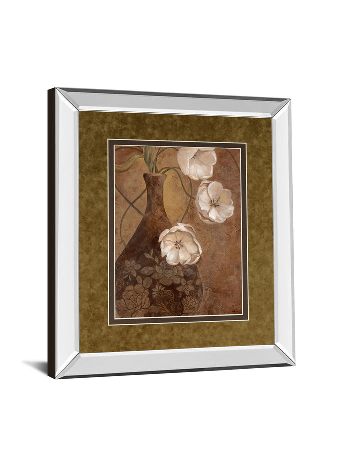 Flores En Umber I By Nan - Mirror Framed Print Wall Art - Light Brown