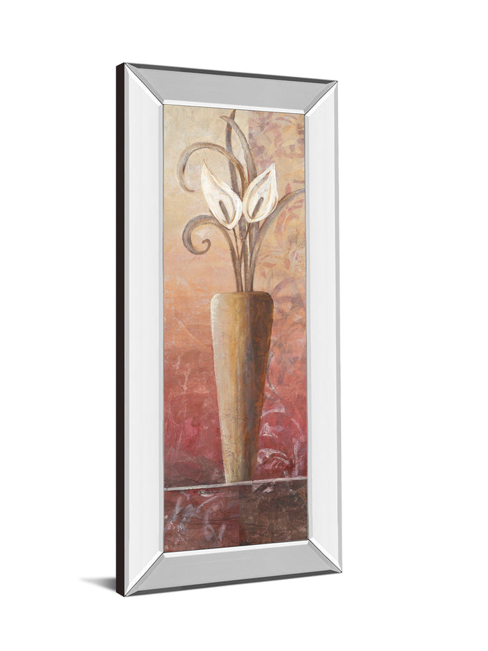 Flower In Vase I - Mirrored Framed Print Wall Art - Light Brown