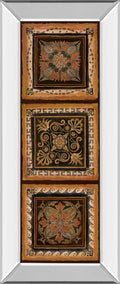 Folk Art Panel Il By Tava Studios - Mirror Framed Print Wall Art - Dark Brown