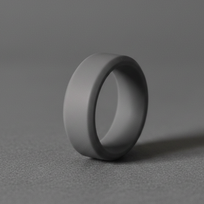 Dark grey 8mm bevelled silicone wedding ring