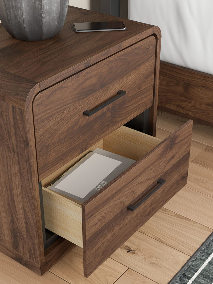 Fortlorn - Two Drawer Night Stand - Walnut Brown