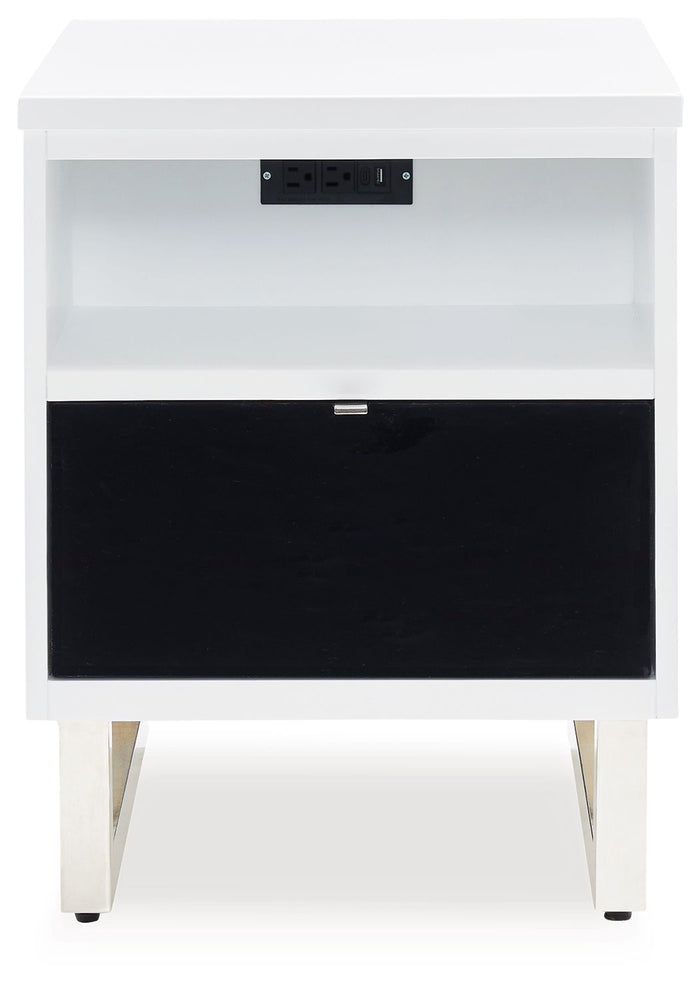 Gardoni - Chair Side End Table - White / Black