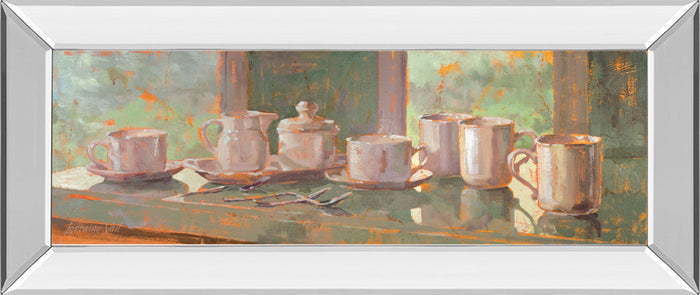 Gathering Il By Lorraine Vail - Mirror Framed Print Wall Art - Light Brown