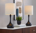 Genie - Contemporary Table Lamp (Set of 2) - Matte Black / Oatmeal