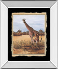 Giraffe - Mirror Framed Print Wall Art - Beige