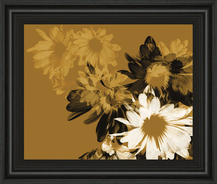 Golden Bloom Il By A. Project Framed Print Wall Art - Light Brown