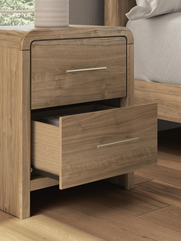 Gramburg - Two Drawer Night Stand - Warm Natural Brown