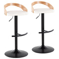 Grotto - Contemporary Adjustable Barstool With Swivel With Rounded T Footrest Elegant Design (Set of 2)
