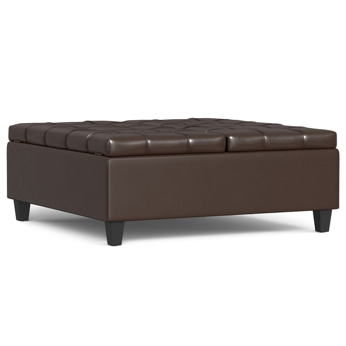 Dark Brown / 40"W x 40"D x 16.5"H / Faux Leather