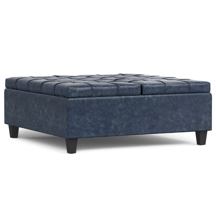 Blue / 40"W x 40"D x 16.5"H / Faux Leather
