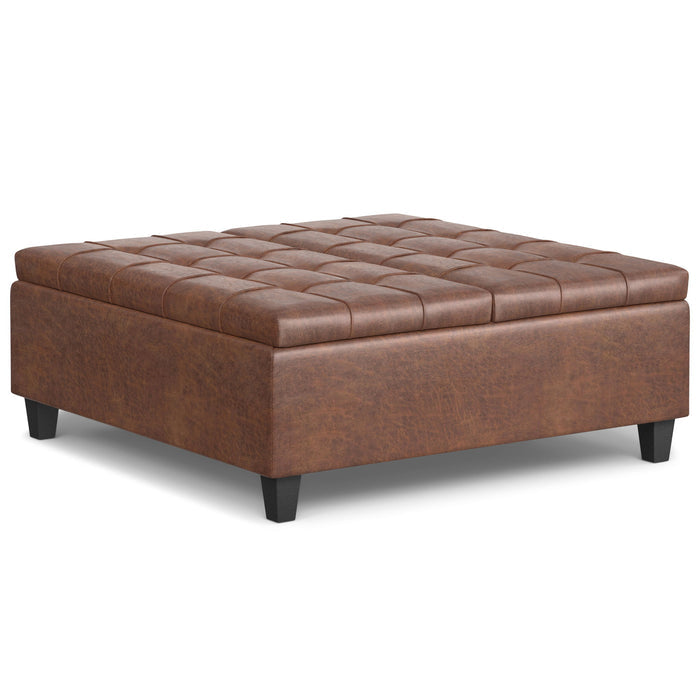 Light Brown / 40"W x 40"D x 16.5"H / Faux Leather