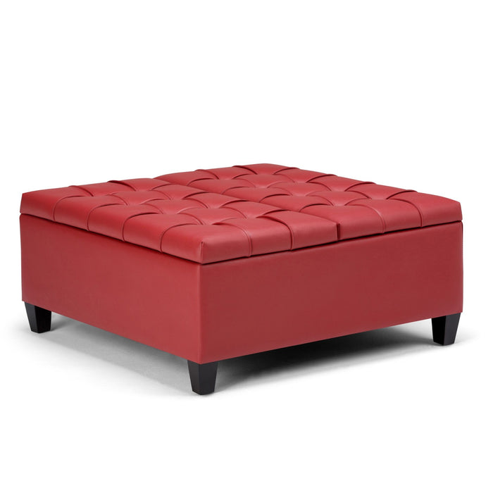 Red / 36"W x 36"D x 16.5"H / Faux Leather
