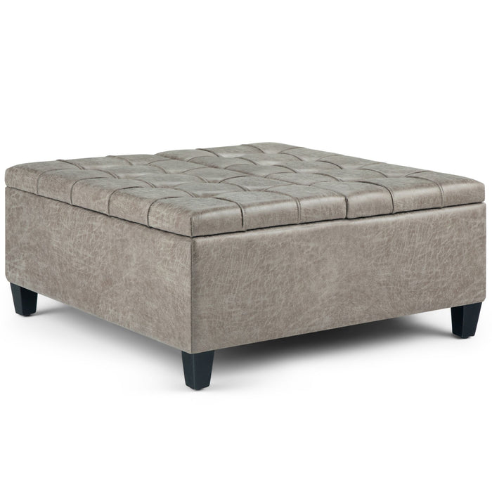 Pearl Silver / 36"W x 36"D x 16.5"H / Faux Leather