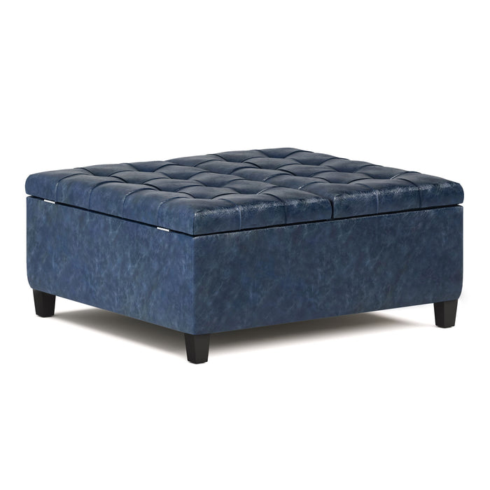 Blue / 36"W x 36"D x 16.5"H / Faux Leather