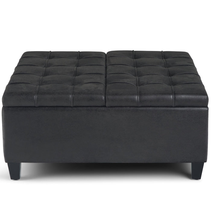 Black / 36"W x 36"D x 16.5"H / Faux Leather