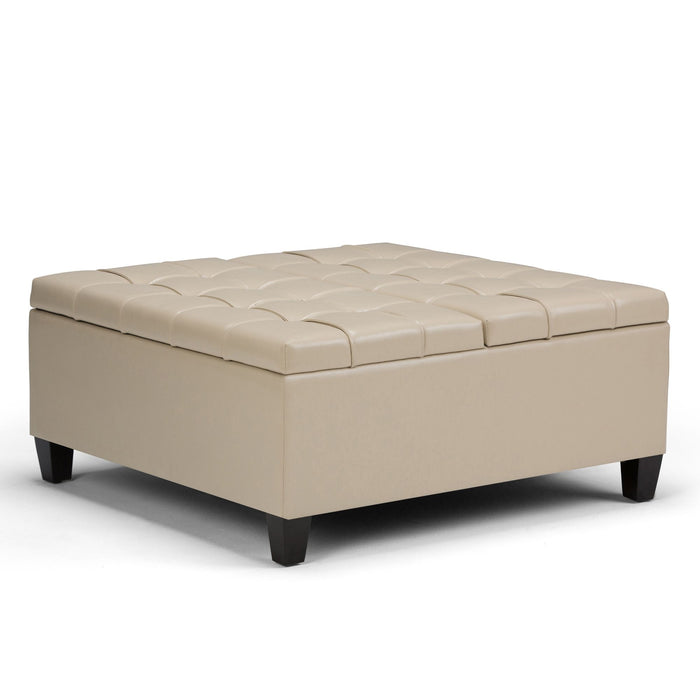Beige / 36"W x 36"D x 16.5"H / Faux Leather