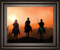 Horse Riders By Jtanki - Framed Print Wall Art - Orange