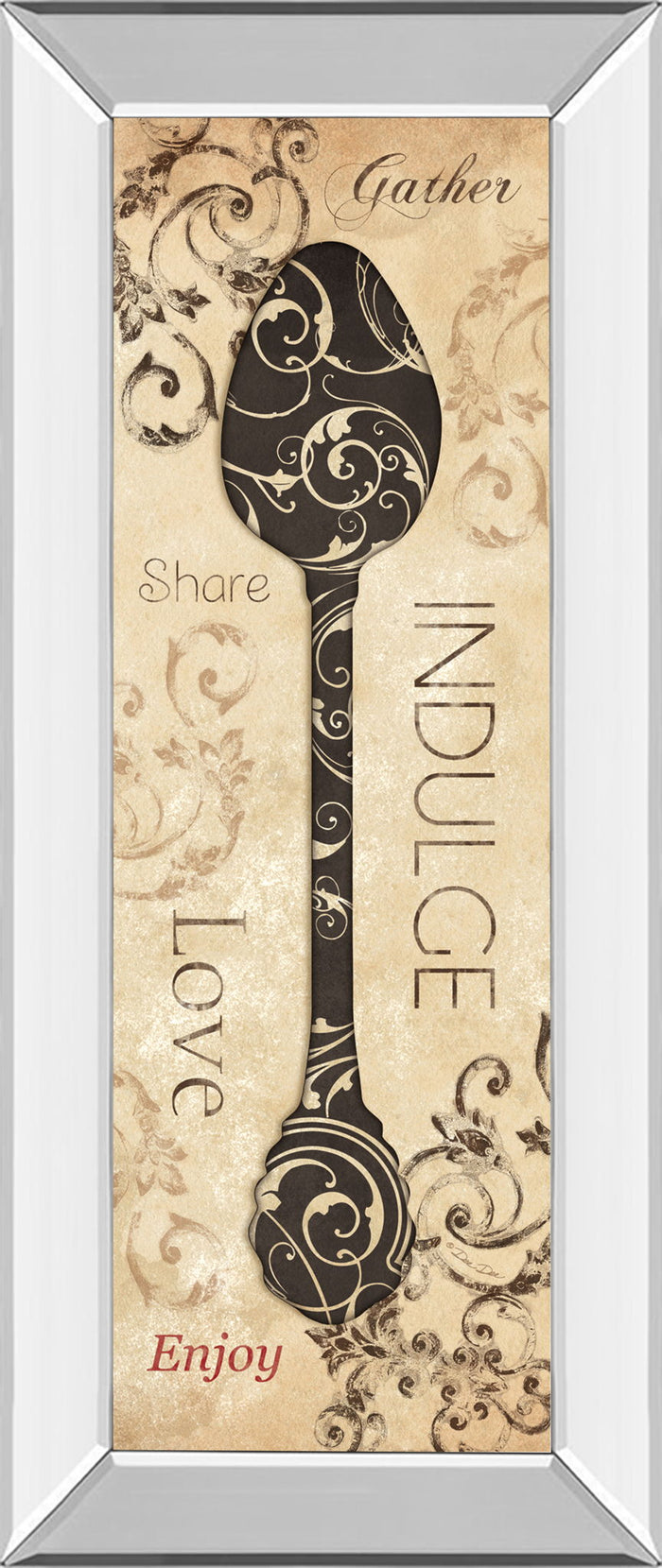 Indulge By Dee Dee - Mirror Framed Print Wall Art - Beige