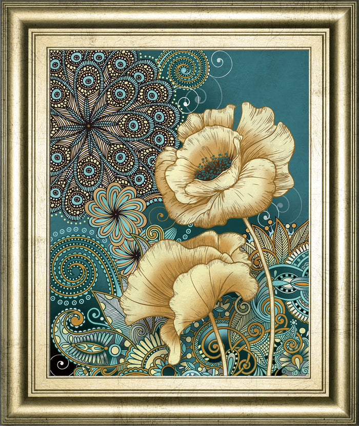 Inspired Blooms 2 By Conrad Knutsen - Framed Print Wall Art - Blue