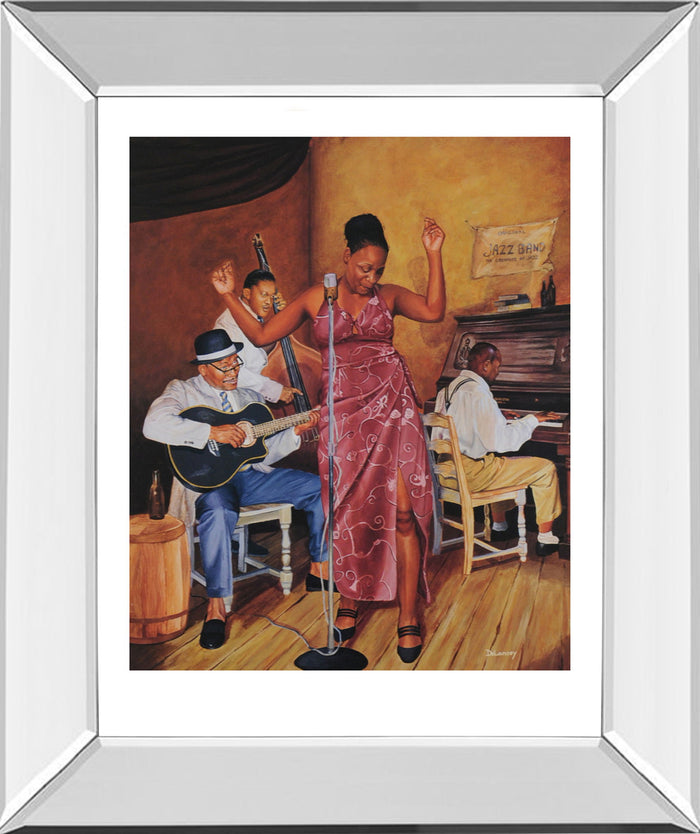 Jazz Vocals - Mirror Framed Print Wall Art - Light Brown