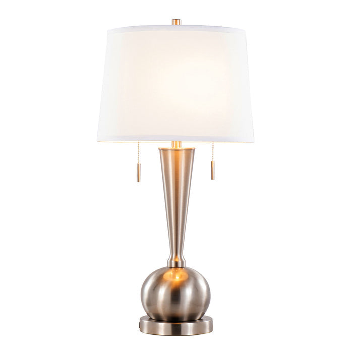 Jules - Contemporary Table Lamp Built In USB Port (Set of 2) - Nickel / White