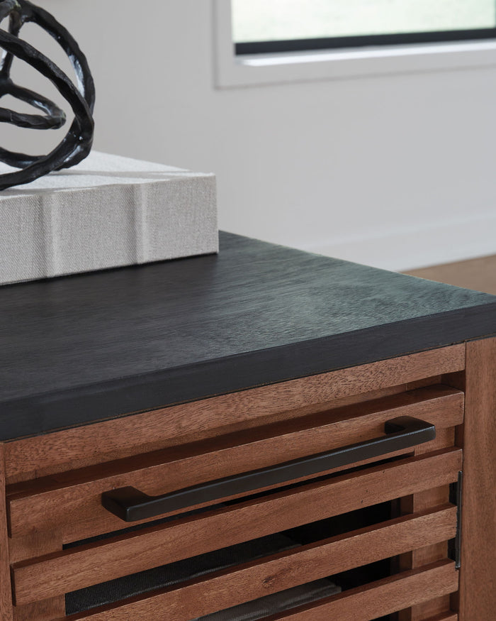 Kallari - Chair Side End Table - Warm Brown / Black