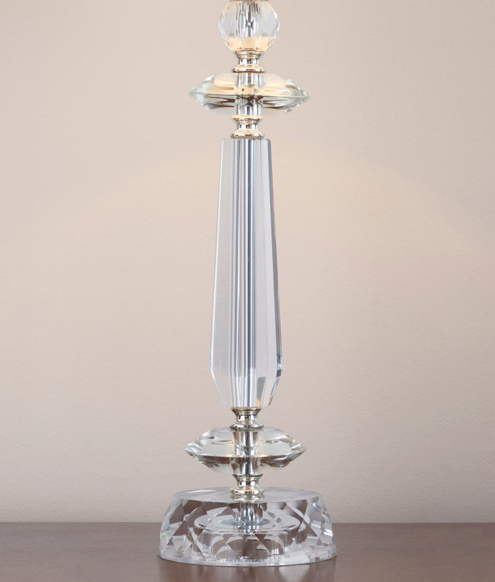 Karat - Contemporary Crystal Table Lamp (Set of 2) - Clear Crystal / Chrome / White Softback