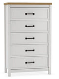 Kerisden - Five Drawer Chest - White / Brown