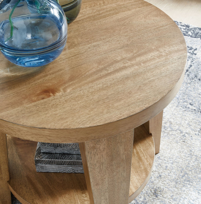 Kristiland - Round End Table - Light Brown