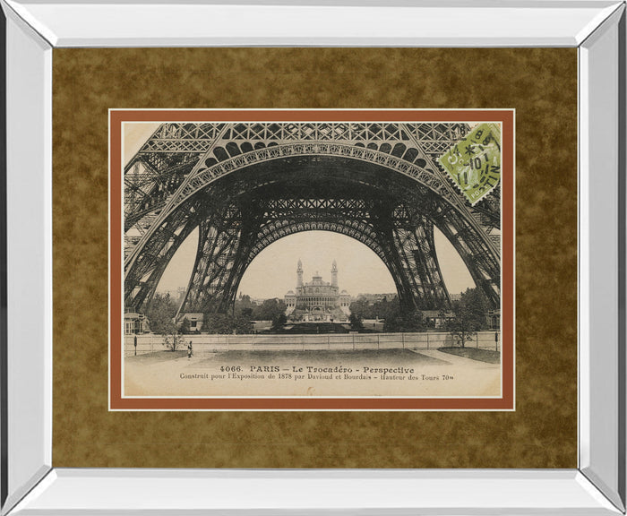 La Base De La Eifel By Wild Apple Studio - Mirror Framed Print Wall Art - Light Brown