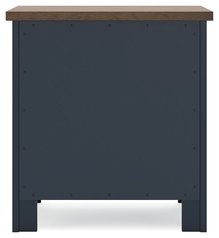 Landocken - Two Drawer Night Stand - Brown / Blue