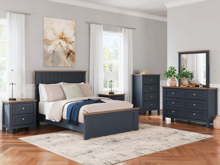 Landocken - Two Drawer Night Stand - Brown / Blue