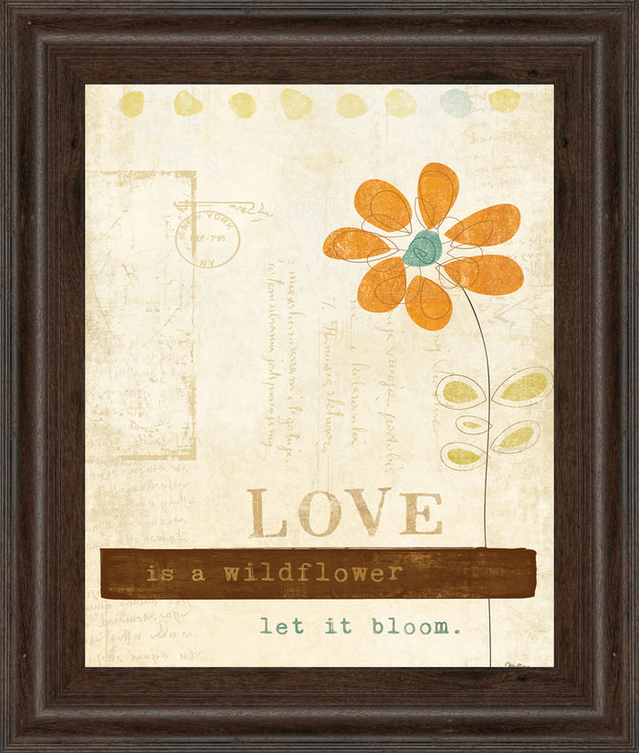 Let Love Bloom By Mollie B - Framed Print Wall Art - Beige